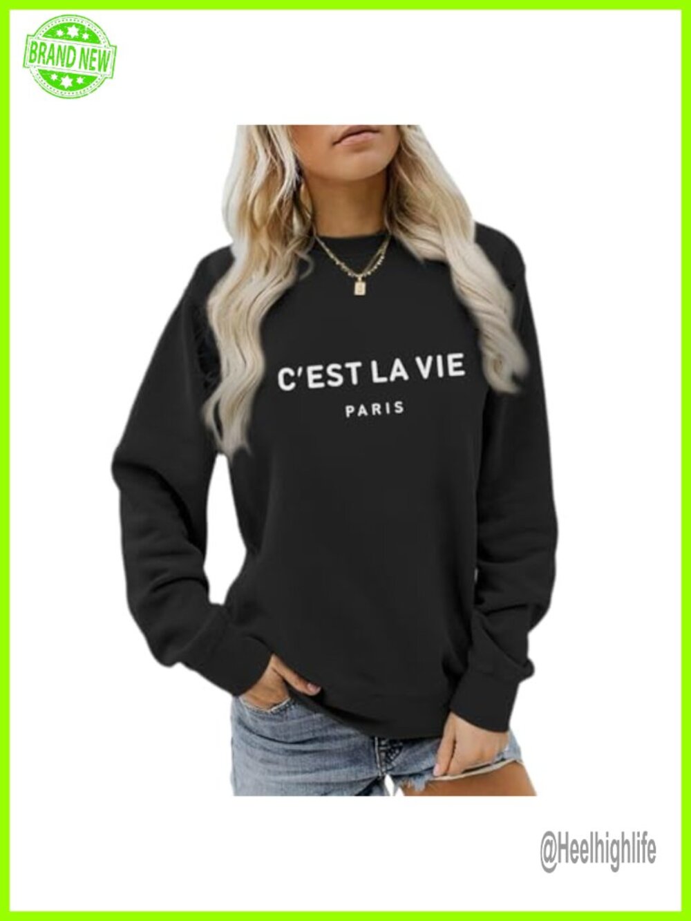 Oversized C'est La Vie Paris Graphic Crewneck Sweatshirt Women